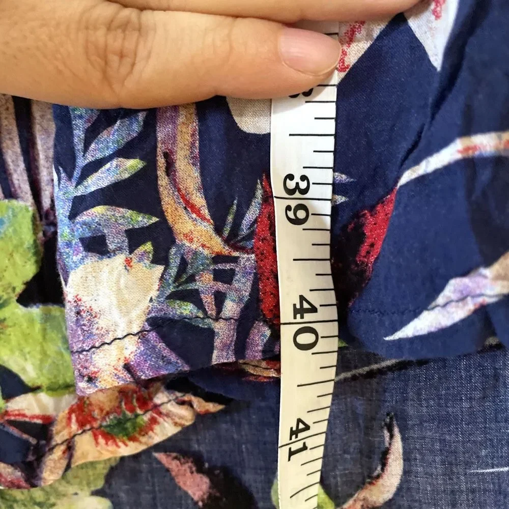 Biglietto Women's Navy Blue Floral Strappy Maxi Dress Small Boho Beach Sundress